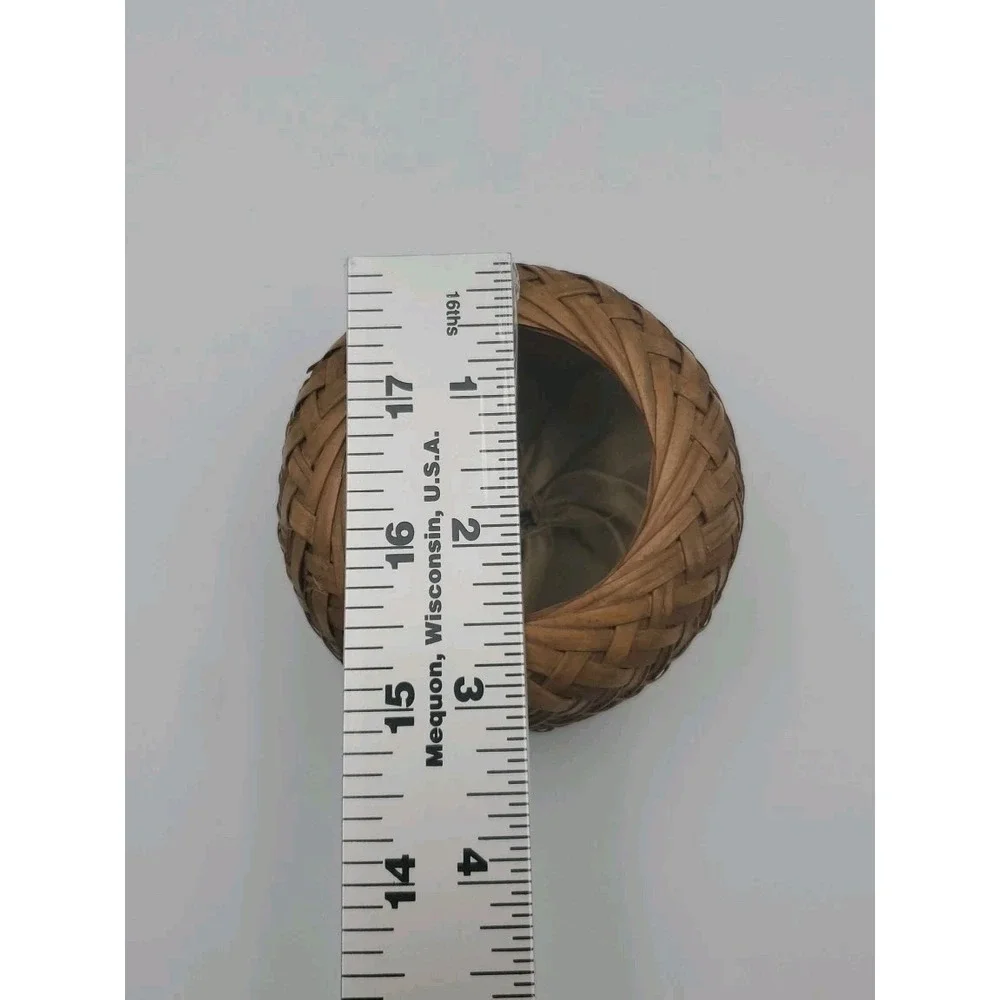 Handwoven Mini Basket Bowl Wicker Reed Rustic Primitive Cottage Decor Lined